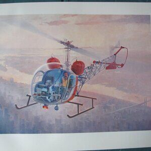Keith Farris Aviation 9" x 11" Bookplate Print - Bell 47G Helicopter